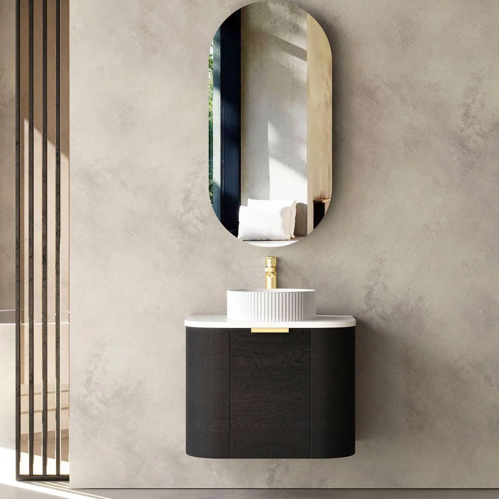 Otti Bondi 600mm Black Oak Wall Hung Curve Vanity - Image 2