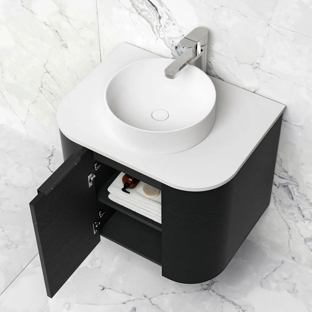 Otti Bondi 600mm Black Oak Wall Hung Curve Vanity - Image 4