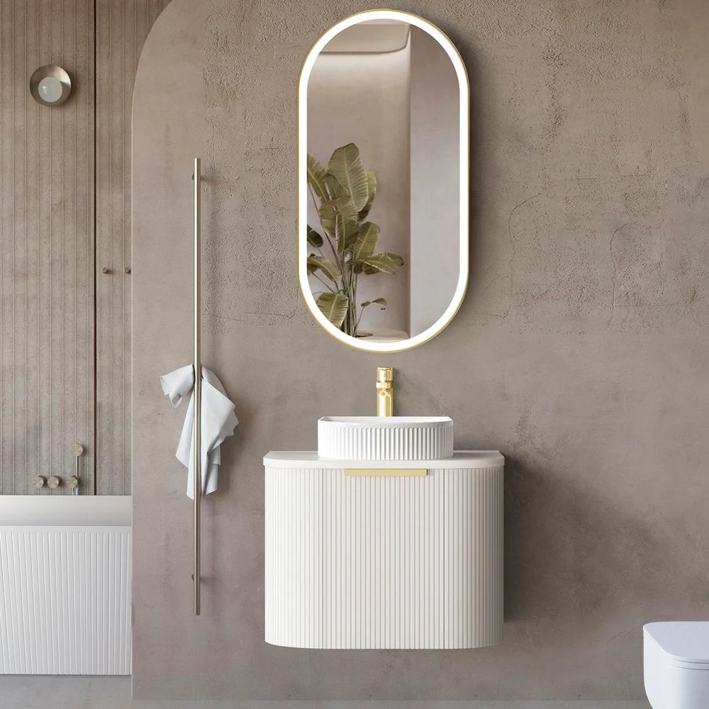 Otti Bondi 600mm Satin White Fluted Wall Hung Curve Vanity - Image 2