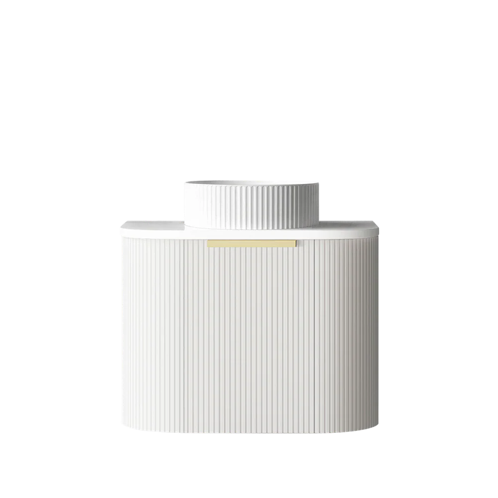 Otti Bondi 600mm Satin White Fluted Wall Hung Curve Vanity - Image 3