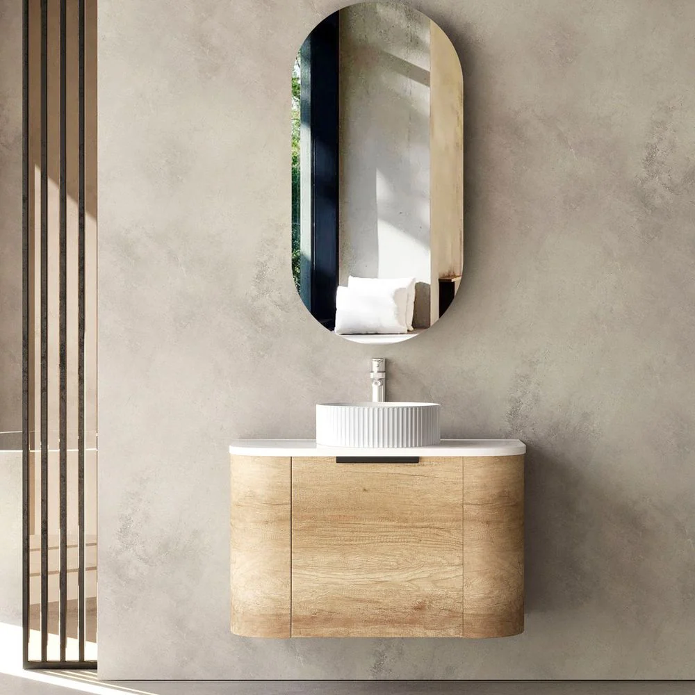 Otti Bondi 750mm Natural Oak Wall Hung Curve Vanity - Image 2