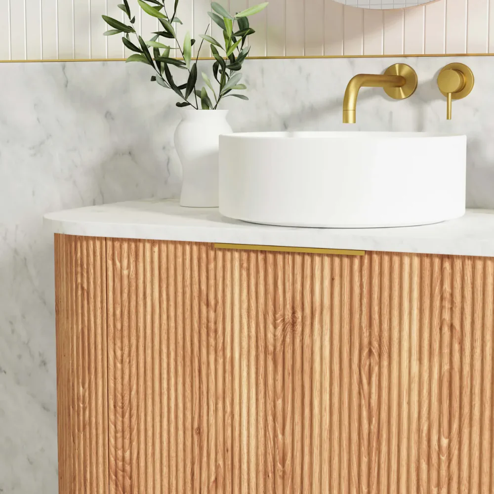 Otti Bondi 900mm Woodland Oak Fluted Curve Vanity - Image 3