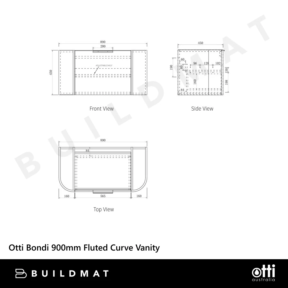 Otti Bondi 900mm Woodland Oak Fluted Curve Vanity - Image 6