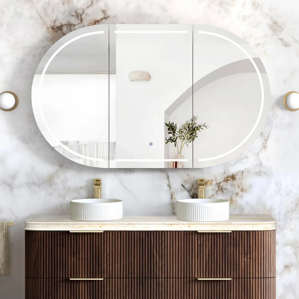 Otti Bondi LED 1500x900mm Premium Edition Shaving Cabinet Sable Walnut - Image 3