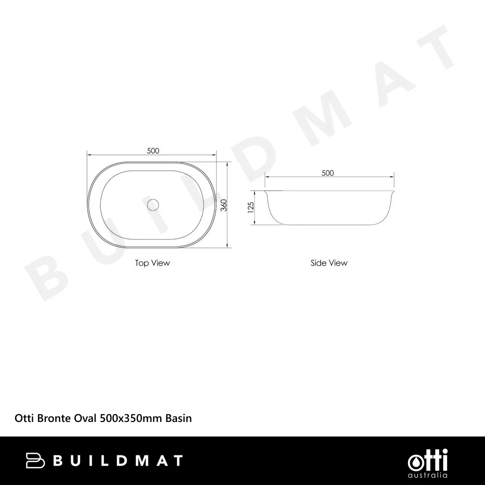 Otti Bronte Oval 500x350mm Basin Matte White - Image 4