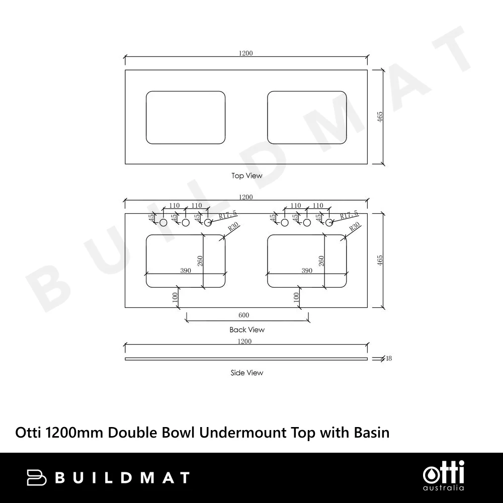 Otti Byron 1200mm Natural Oak Wall Hung Vanity with Natural Carrara Marble Top and Double Bowl Undermount Basin - Image 6