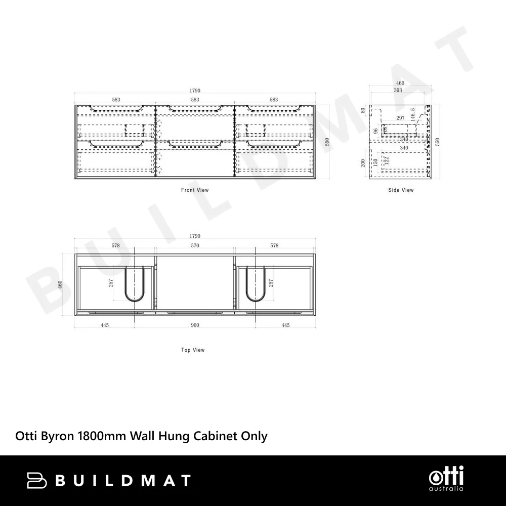 Otti Byron 1800mm Natural Oak Wall Hung Vanity - Image 5