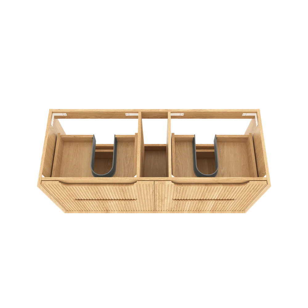 Otti Byron Fluted 1200mm Woodland Oak Wall Hung Vanity with Four Drawers - Image 7