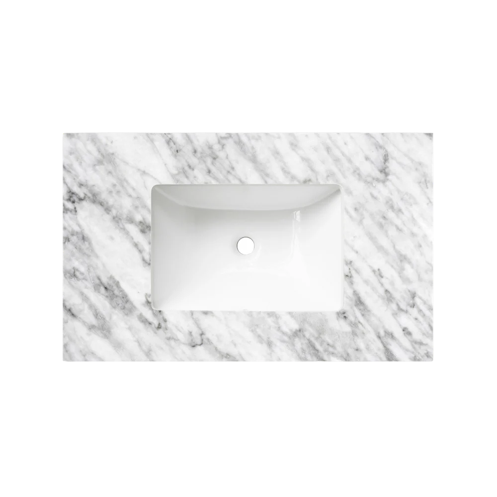 Otti Byron Fluted 750mm Woodland Oak Wall Hung Vanity with Natural Carrara Top and Undermount Basin - Image 4