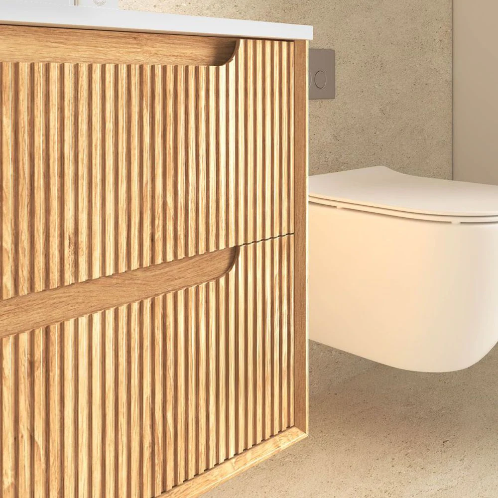 Otti Byron Fluted 900mm Woodland Oak Wall Hung Vanity - Image 7
