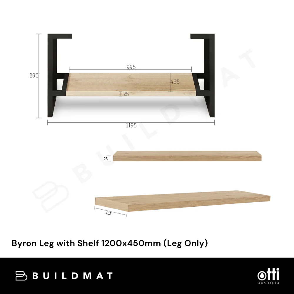 Otti Byron Leg with Shelf 1200x450 (Leg Only) Natural Oak - Image 5