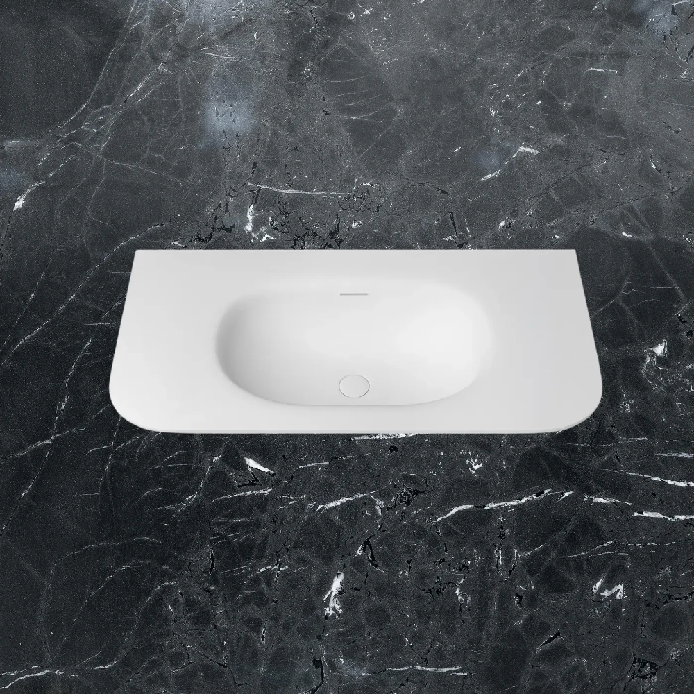 Otti Chloe 900mm Solid Surface Silk Matte White Top With Basin - Image 2