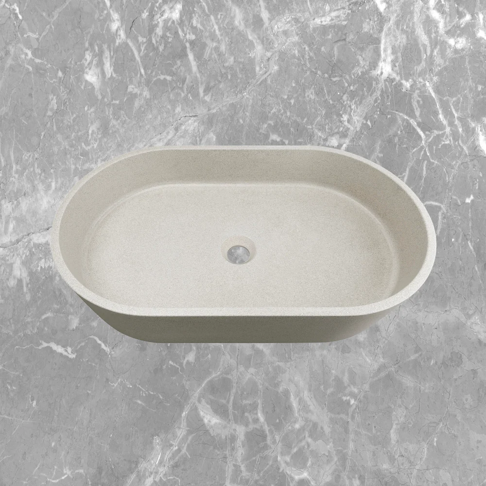 Otti Clayton Oval 600x350mm Concrete Basin Sand - Image 2