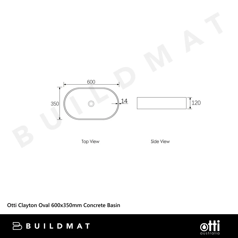 Otti Clayton Oval 600x350mm Concrete Basin Sand - Image 4