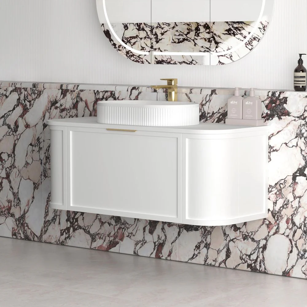 Otti Hampshire 1200mm Satin White Wall Hung Curve Vanity - Image 2
