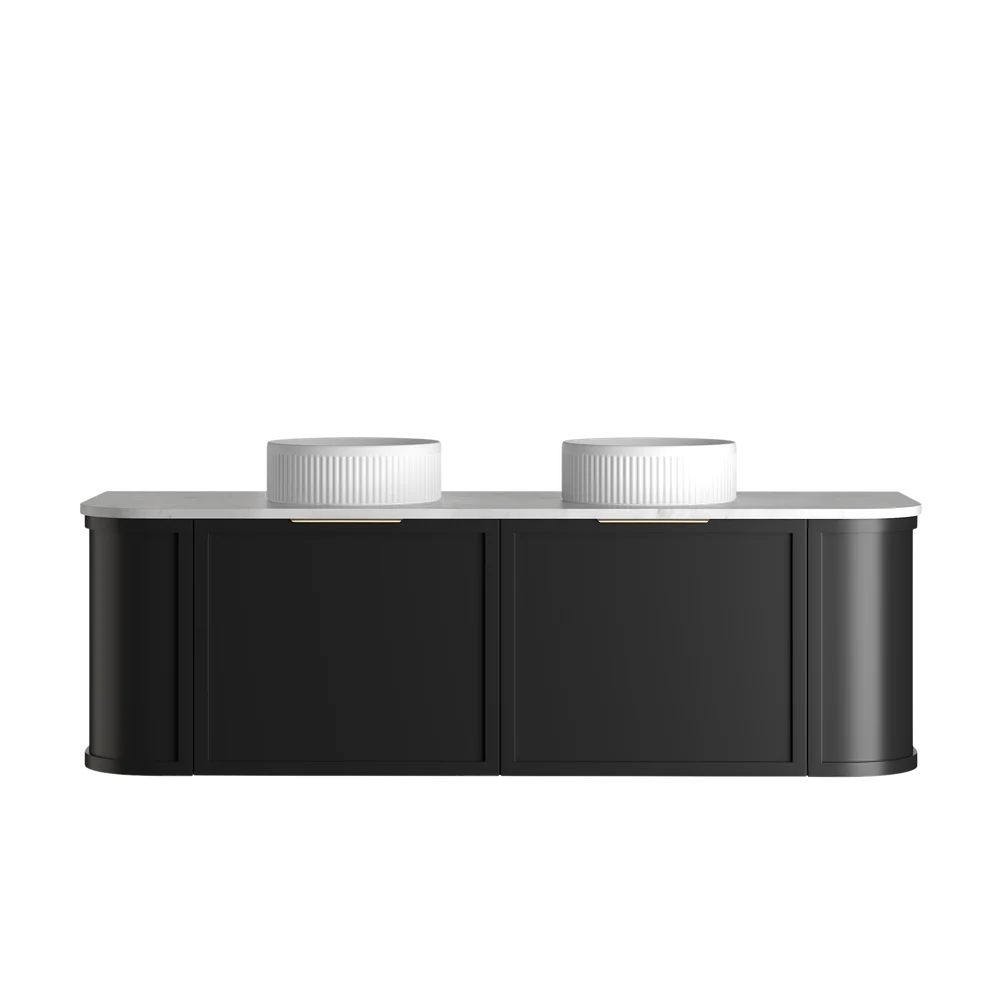 Otti Hampshire 1500mm Satin Black Wall Hung Double Bowl Curve Vanity - Image 11