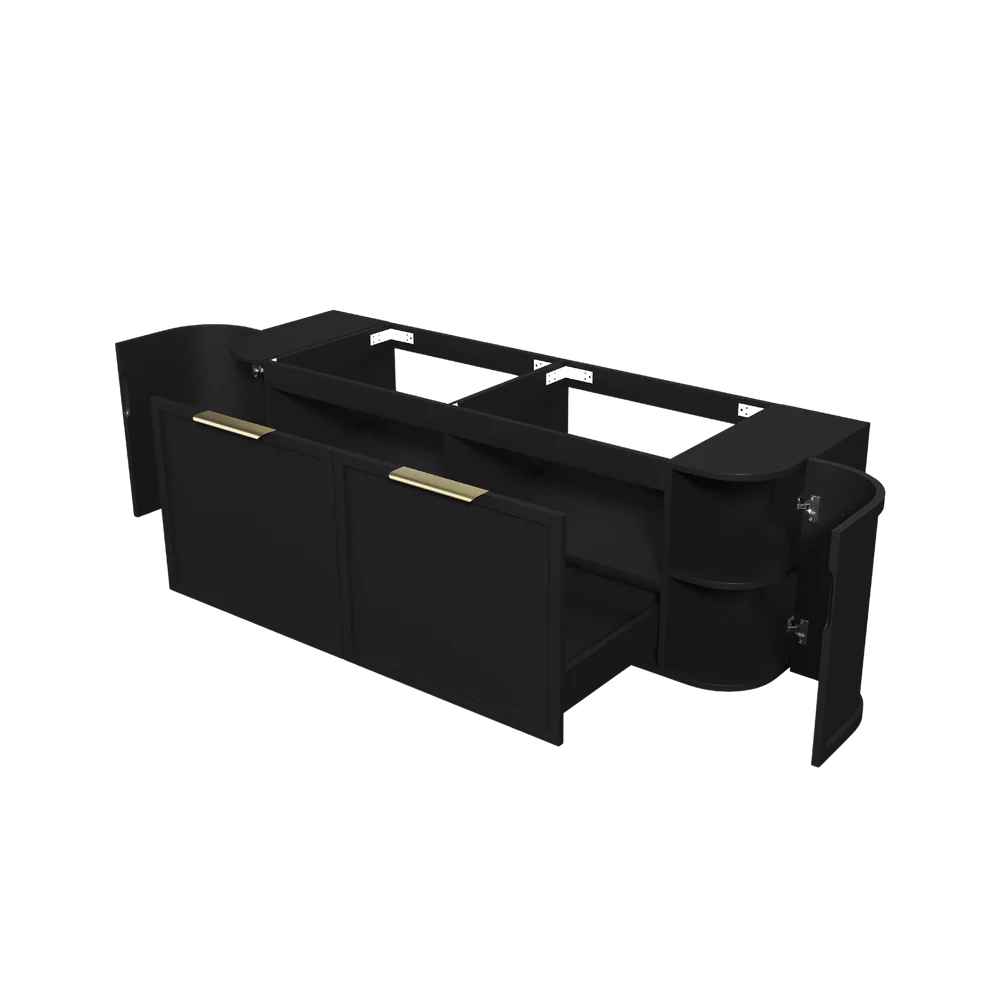 Otti Hampshire 1500mm Satin Black Wall Hung Double Bowl Curve Vanity - Image 5