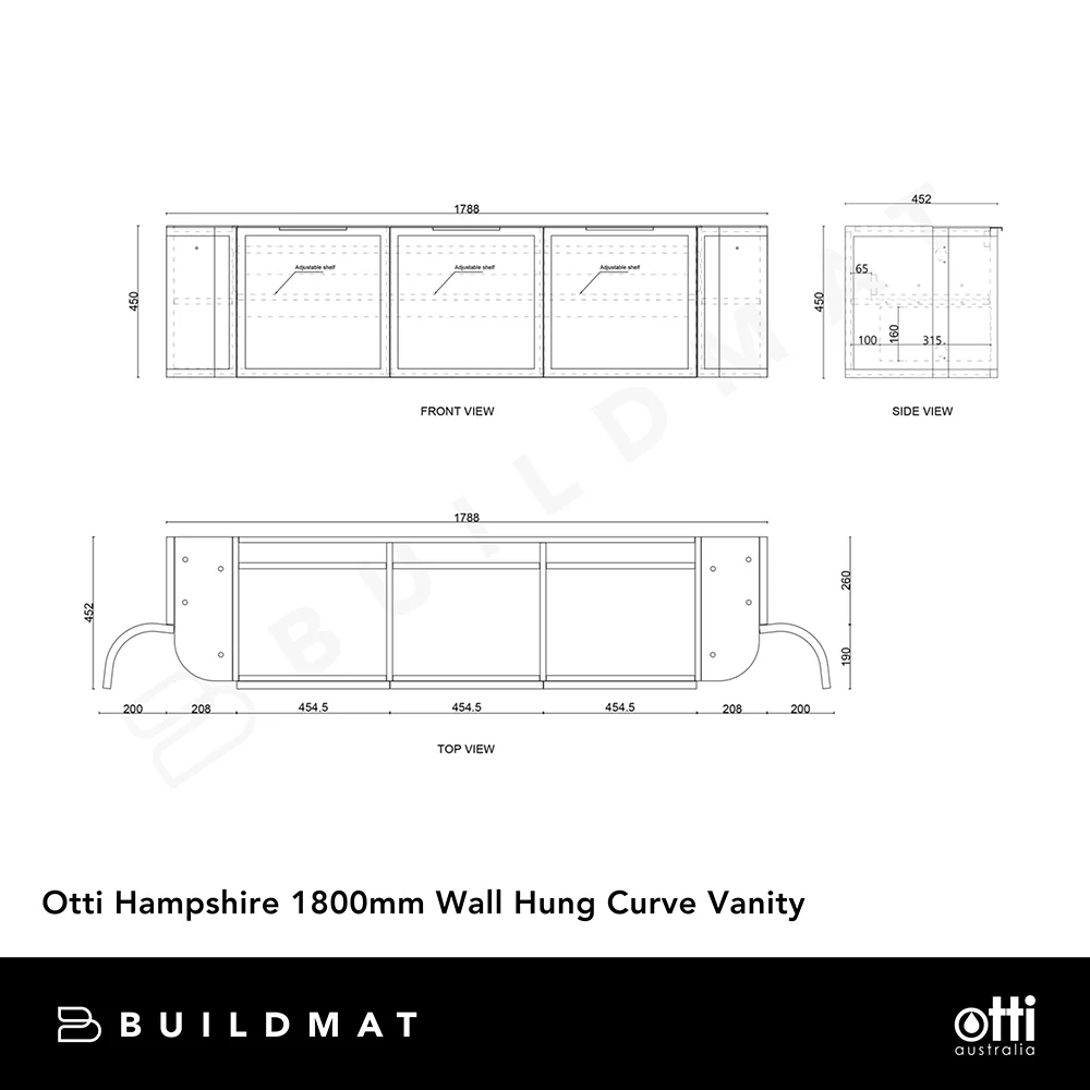 Otti Hampshire 1800mm Satin White Wall Hung Double Bowl Curve Vanity - Image 6