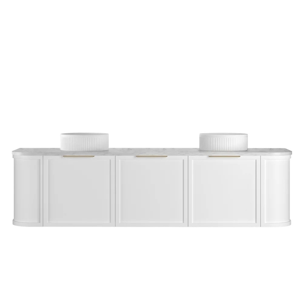 Otti Hampshire 1800mm Satin White Wall Hung Double Bowl Curve Vanity - Image 7
