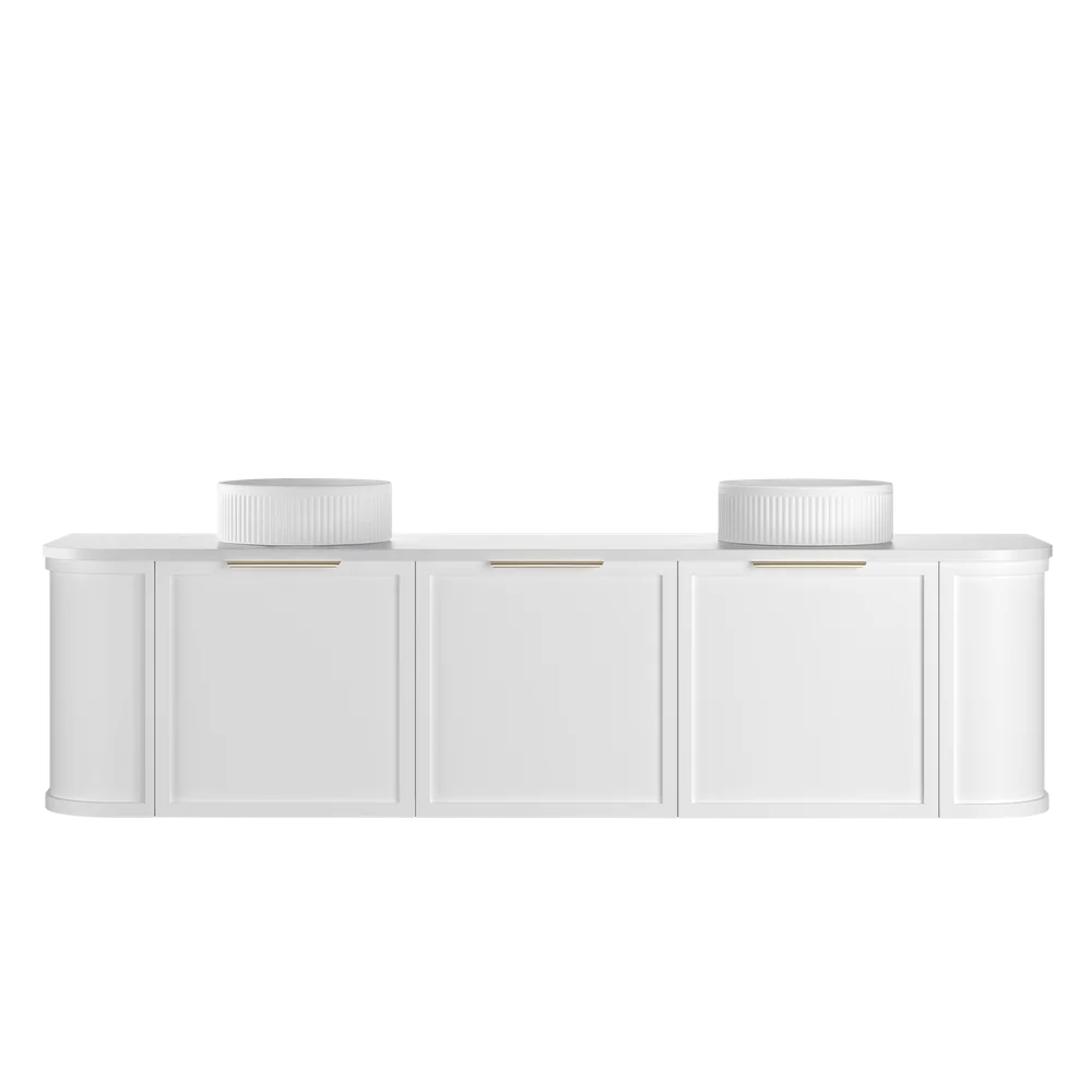 Otti Hampshire 1800mm Satin White Wall Hung Double Bowl Curve Vanity - Image 9
