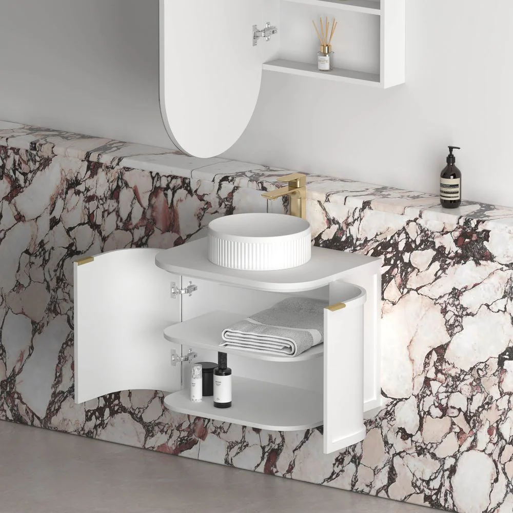 Otti Hampshire 600mm Satin White Wall Hung Curve Vanity - Image 4