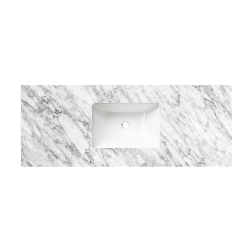 Otti Hampton Mark II 1200mm Satin White Wall Hung Vanity with Natural Carrara Marble Top and Undermount Basin - Image 4