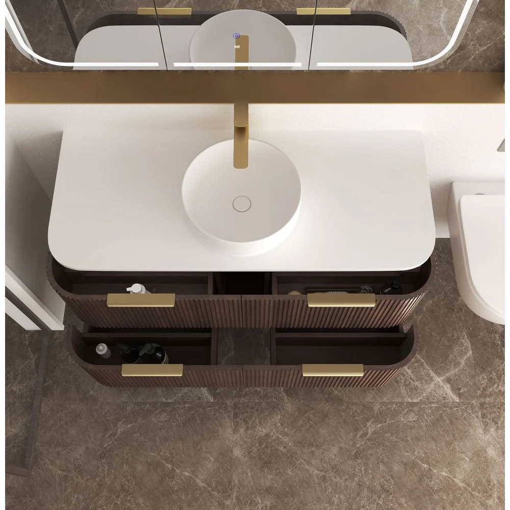 Otti Havana 1200mm Sable Walnut Fluted Wall Hung Vanity - Image 4