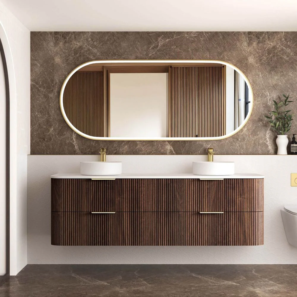 Otti Havana 1800mm Sable Walnut Fluted Wall Hung Vanity - Image 3