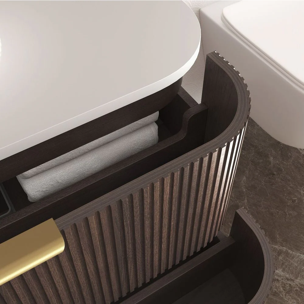 Otti Havana 1800mm Sable Walnut Fluted Wall Hung Vanity - Image 5