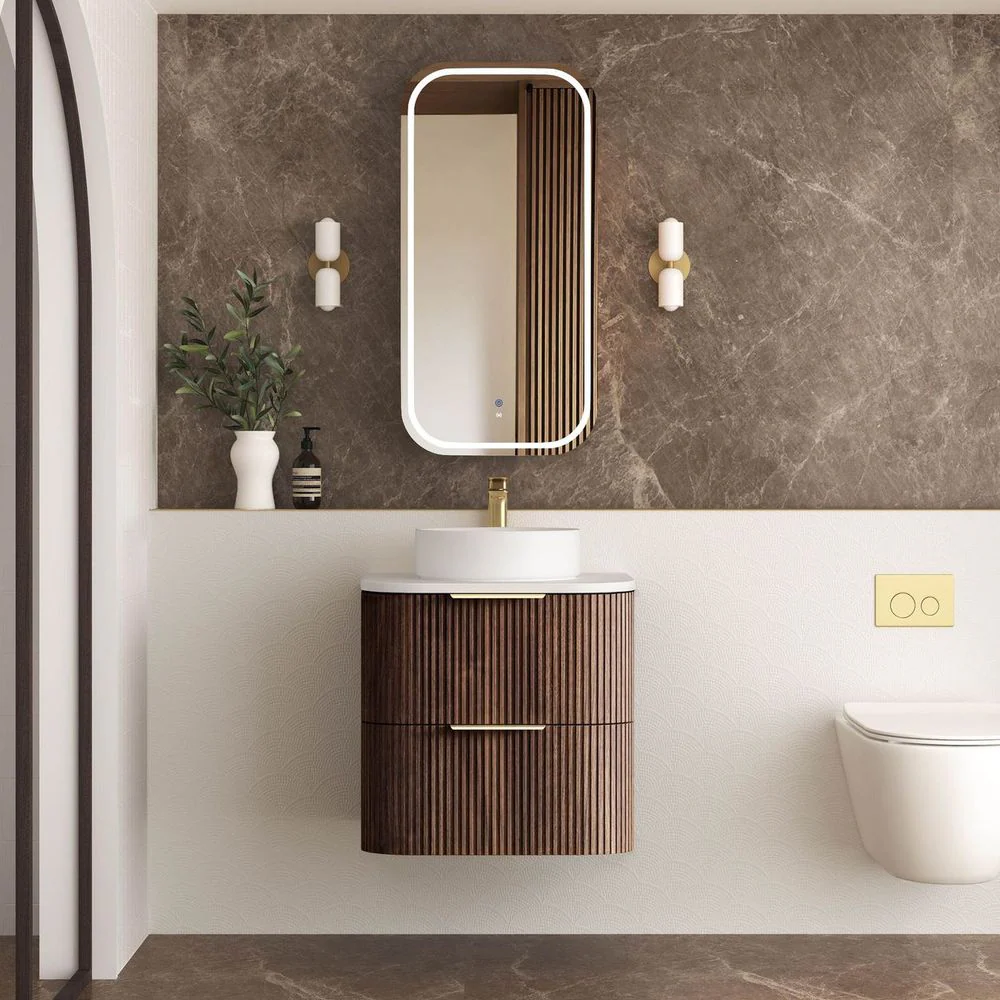 Otti Havana 600mm Sable Walnut Fluted Wall Hung Vanity - Image 3