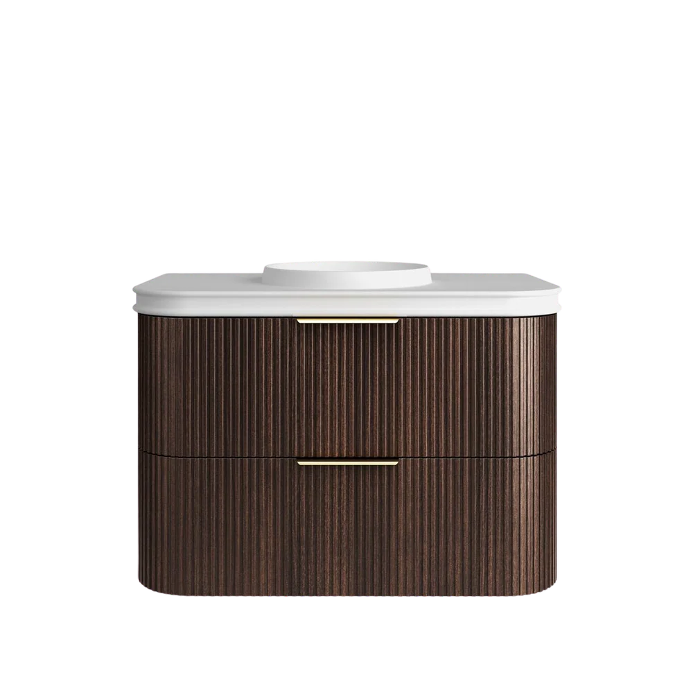 Otti Havana 900mm Sable Walnut Fluted Wall Hung Vanity - Image 10