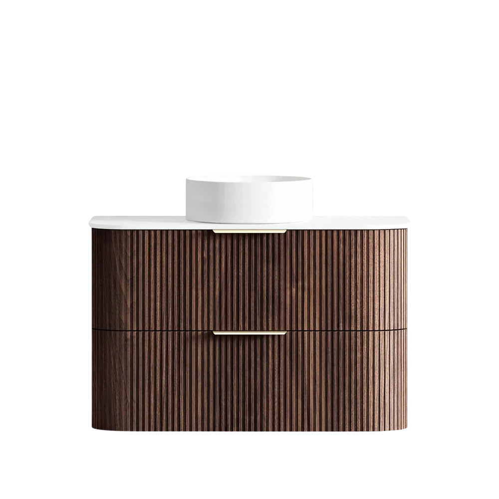 Otti Havana 900mm Sable Walnut Fluted Wall Hung Vanity - Image 13
