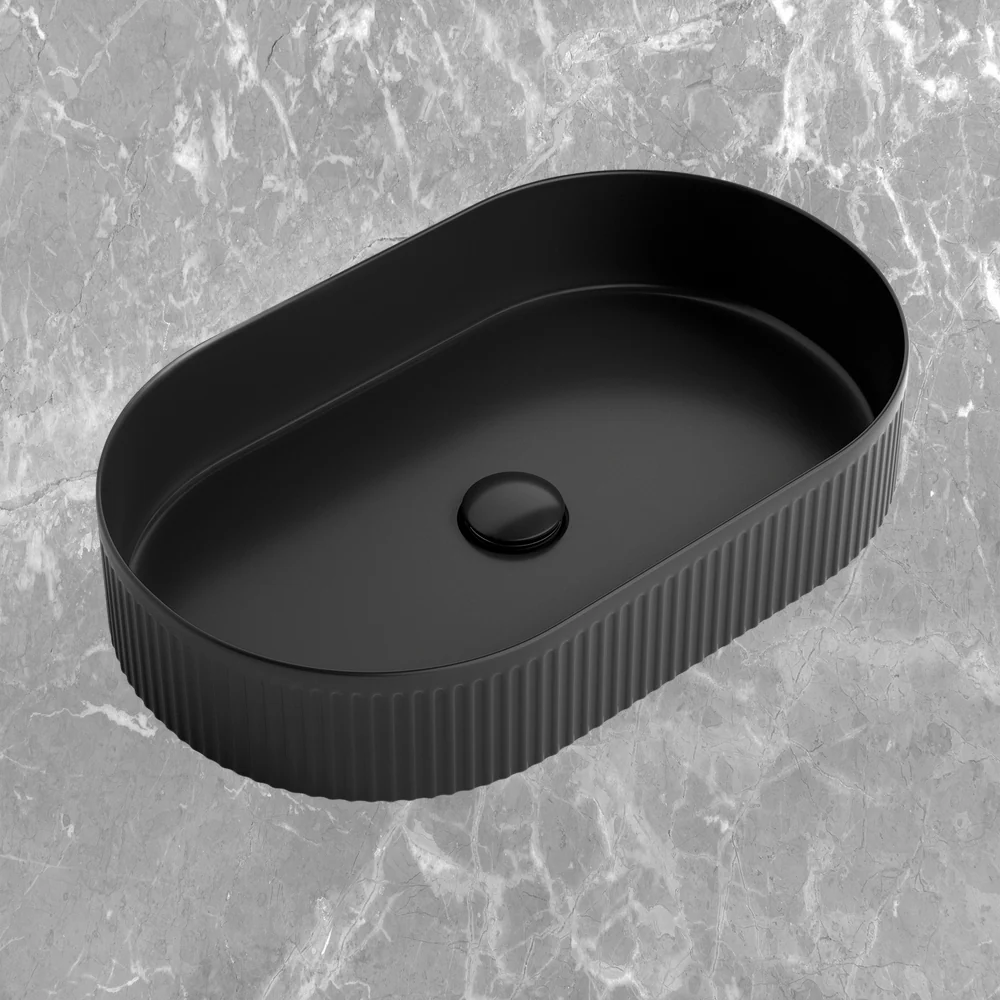Otti Kensington Oval 560x350mm Basin Matte Black - Image 2