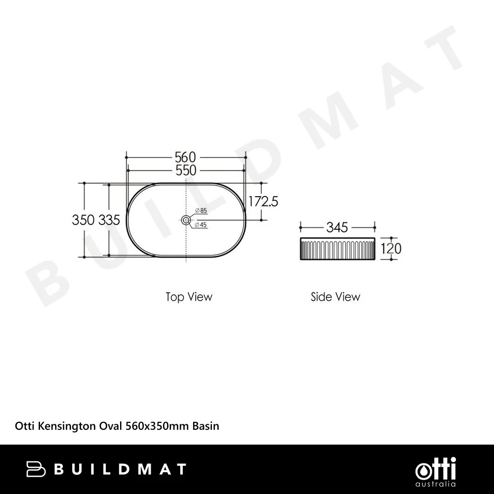 Otti Kensington Oval 560x350mm Basin Matte Black - Image 4