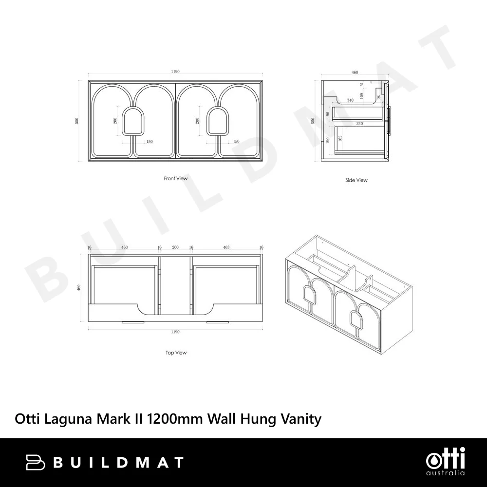 Otti Laguna Mark II 1200mm Matte White Wall Hung Vanity with Natural Carrara Top and Undermount Basin - Image 6