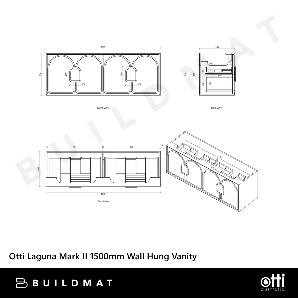 Otti Laguna Mark II 1500mm Matte White Wall Hung Vanity with Natural Carrara Top and Undermount Basin - Image 5