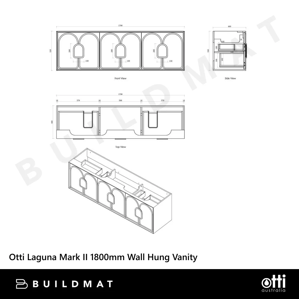 Otti Laguna Mark II 1800mm Black Oak Wall Hung Vanity with Natural Carrara Top and Undermount Basin - Image 5