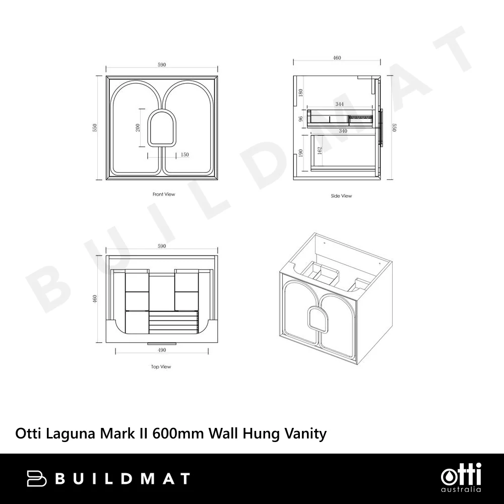 Otti Laguna Mark II 600mm Woodland Oak Wall Hung Vanity with Natural Carrara Top and Undermount Basin - Image 6