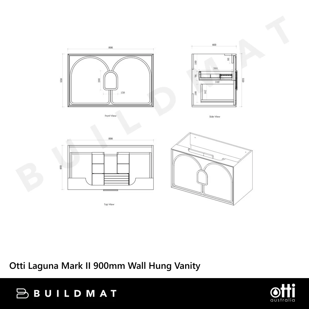 Otti Laguna Mark II 900mm Woodland Oak Wall Hung Vanity with Natural Carrara Top and Undermount Basin - Image 6