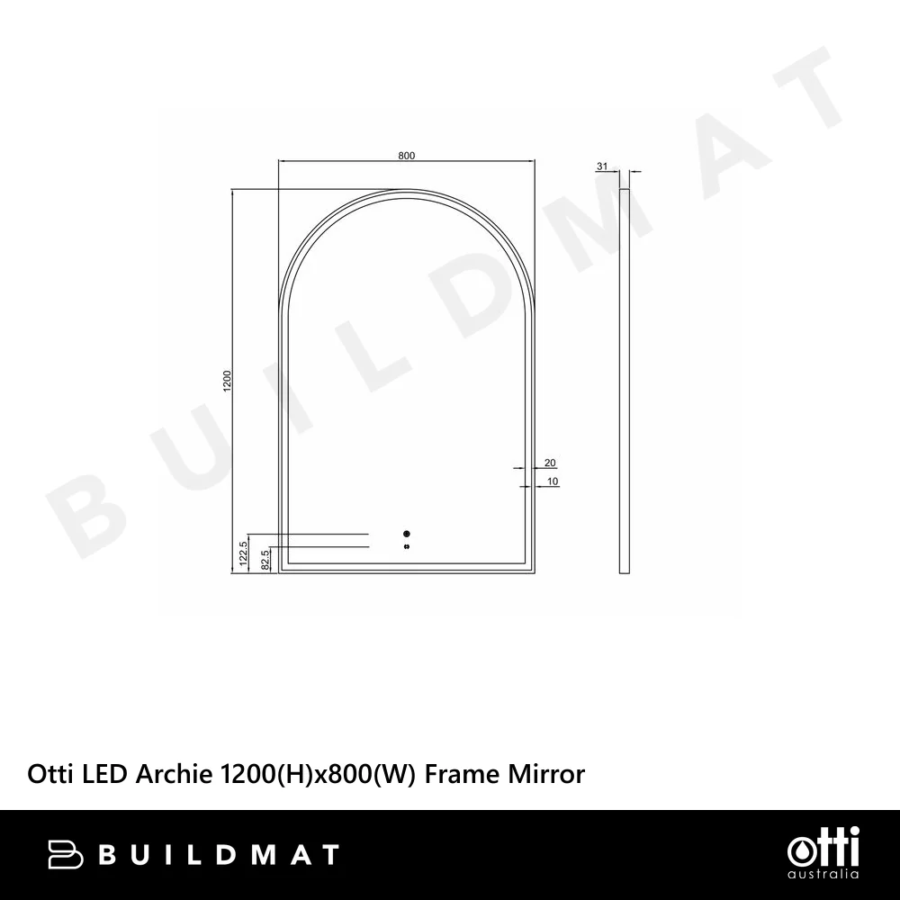 Otti LED Archie 1200mm Black Metal Frame Mirror - Image 4