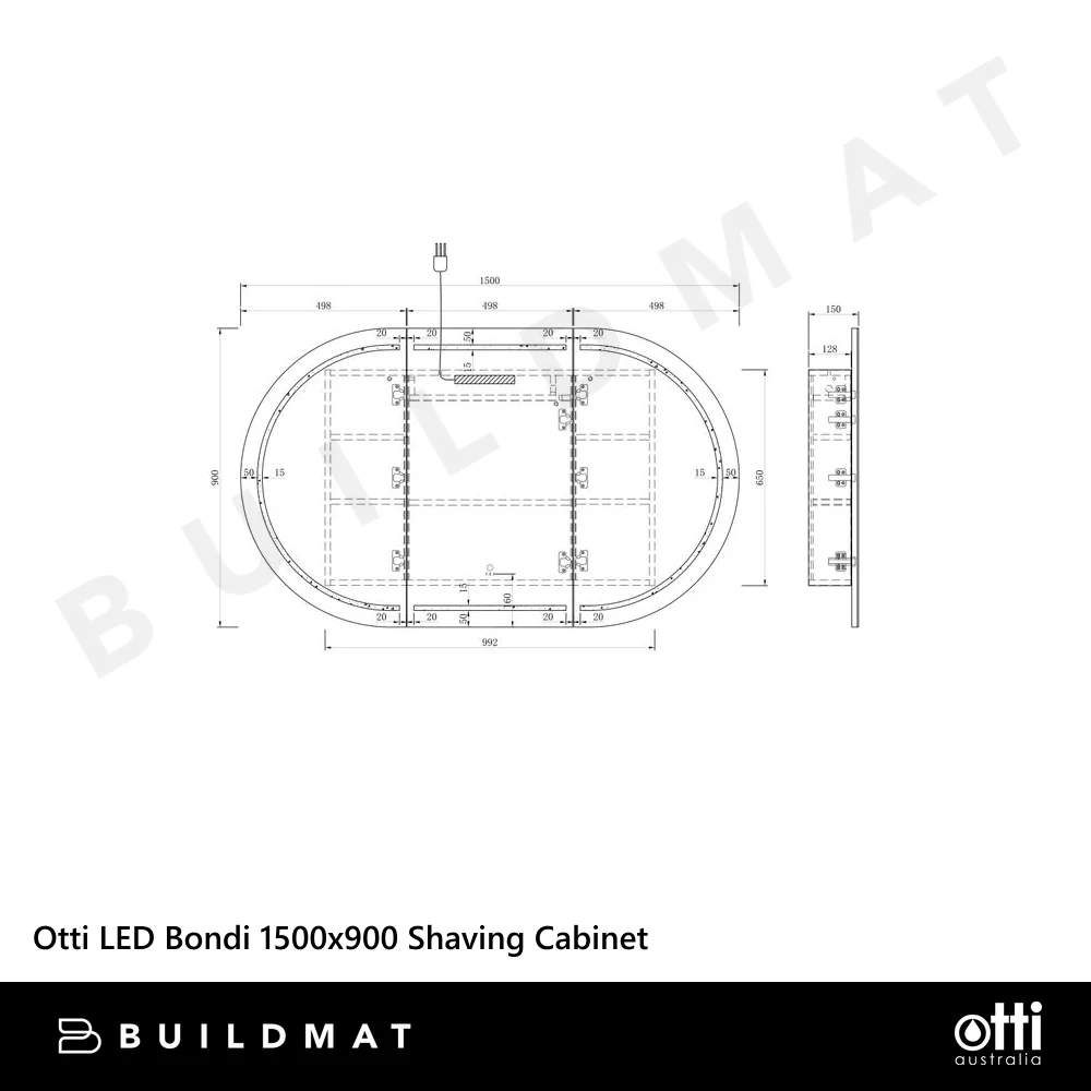 Otti LED Bondi 1500mm White Shaving Cabinet - Image 5