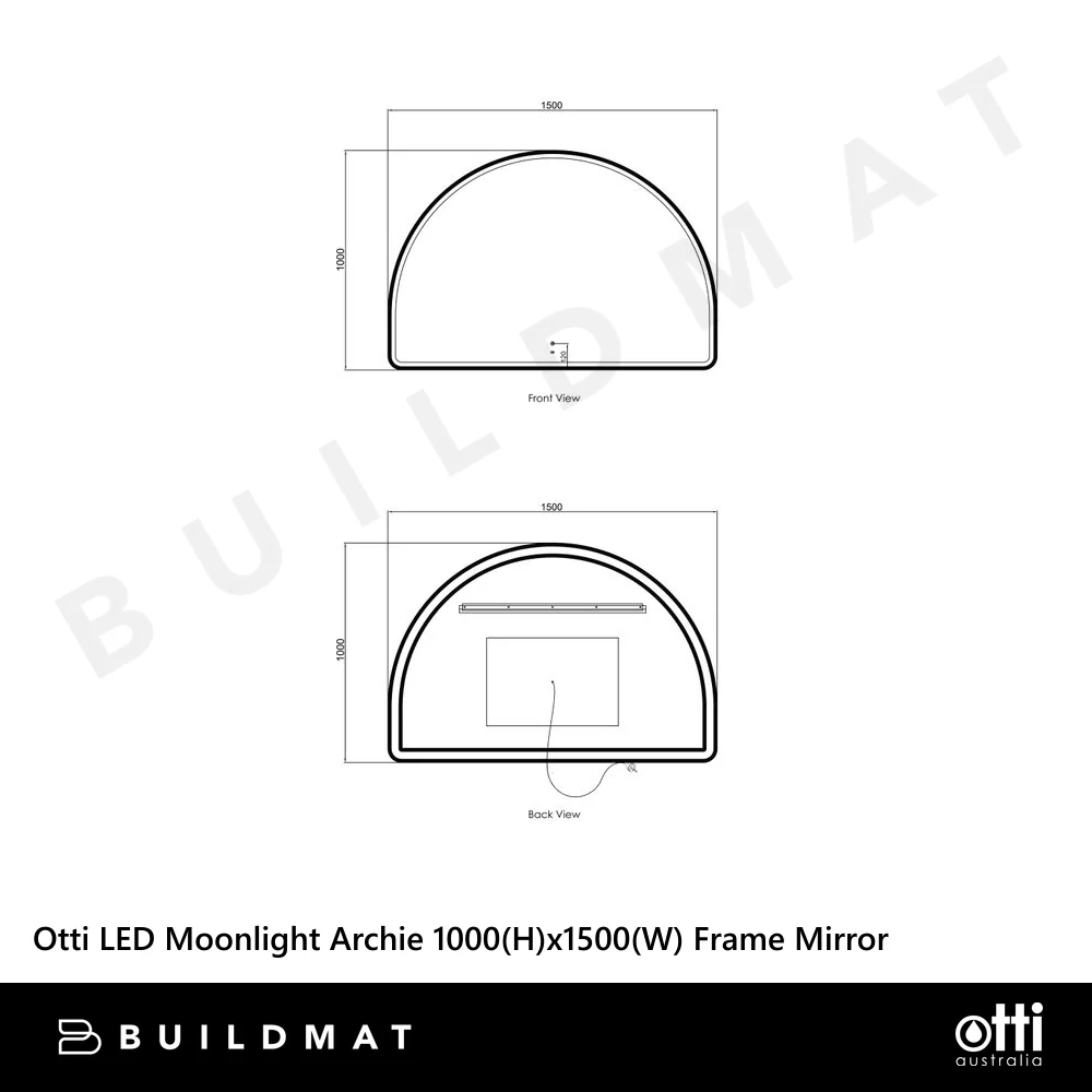 Otti LED Moonlight Archie 1000mm Gold Metal Frame Mirror - Image 6