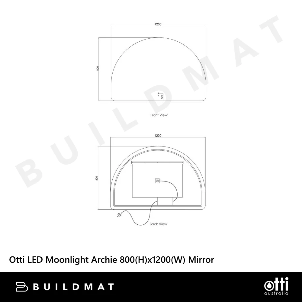 Otti LED Moonlight Archie 800mm Frameless Mirror - Image 5