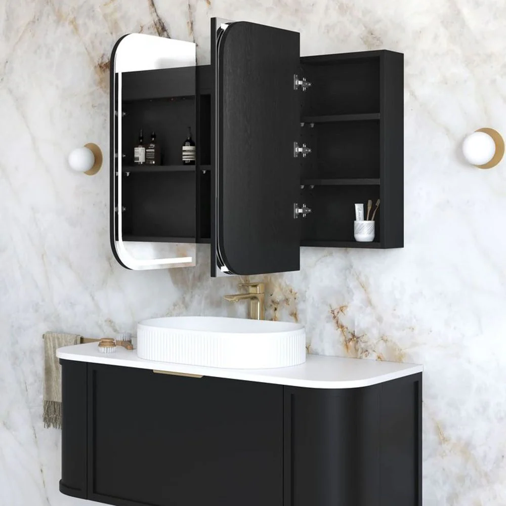Otti LED Newport 1200mm Black Oak Shaving Cabinet Premium Edition - Image 4