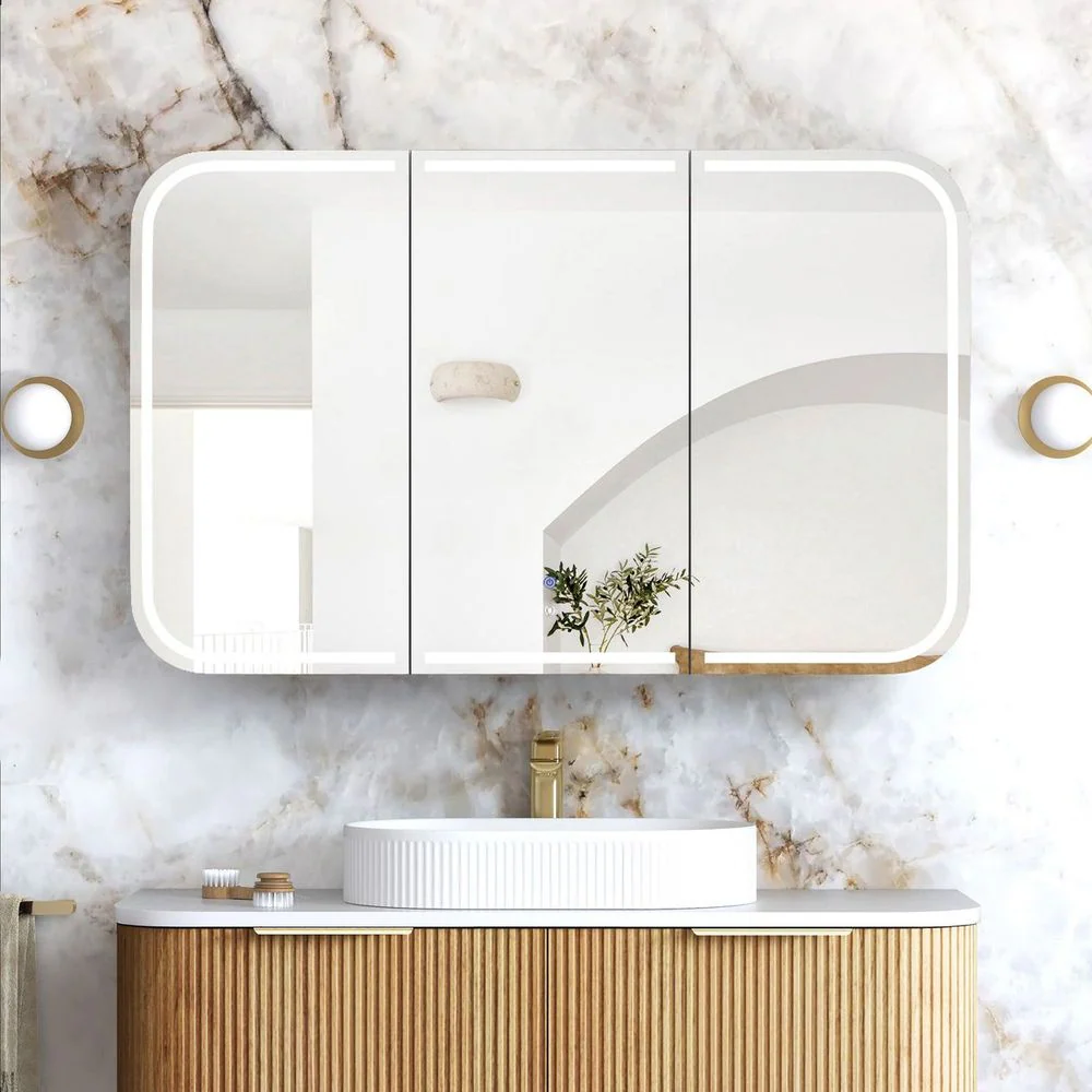 Otti Newport LED 1200x750mm Premium Edition Shaving Cabinet Woodland Oak - Image 3
