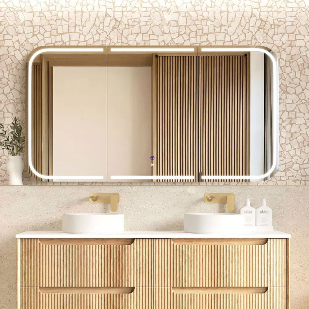 Otti LED Newport 1500mm Natural Oak Shaving Cabinet Premium Edition