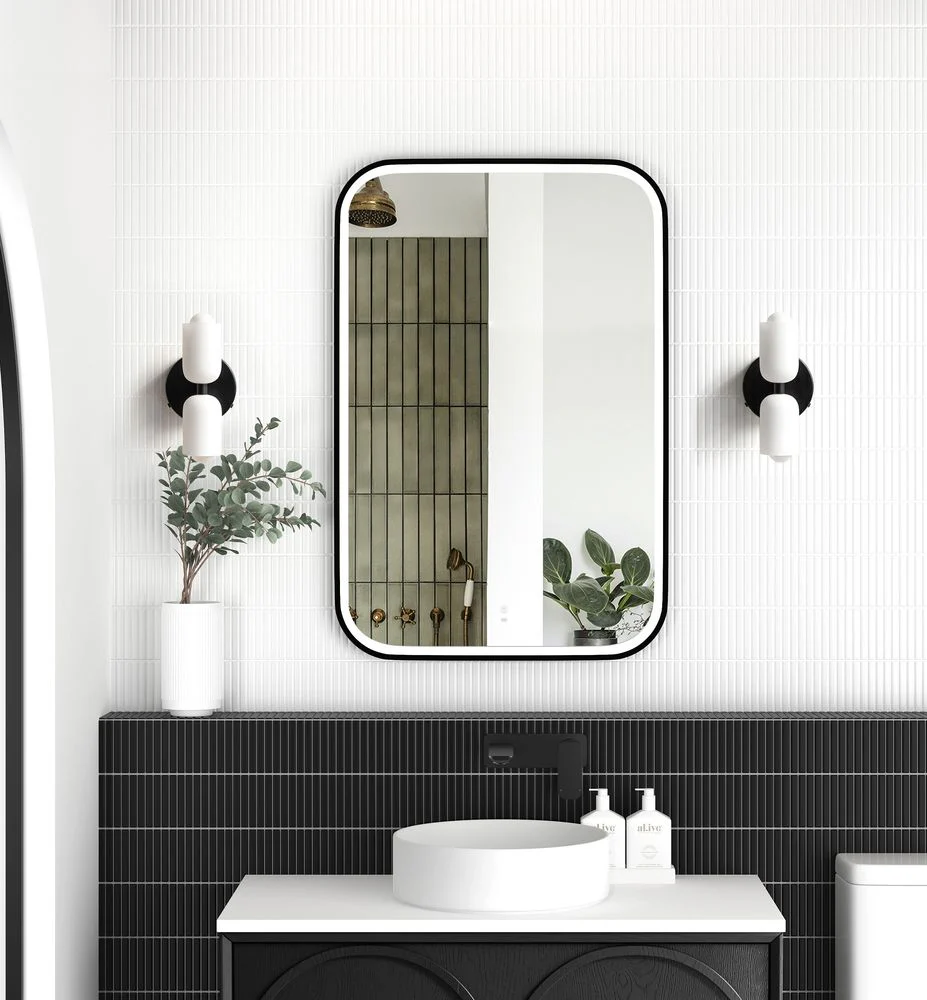 Otti LED Newport 900mm Black Metal Frame Mirror Install Horizontal or Vertical - Image 3