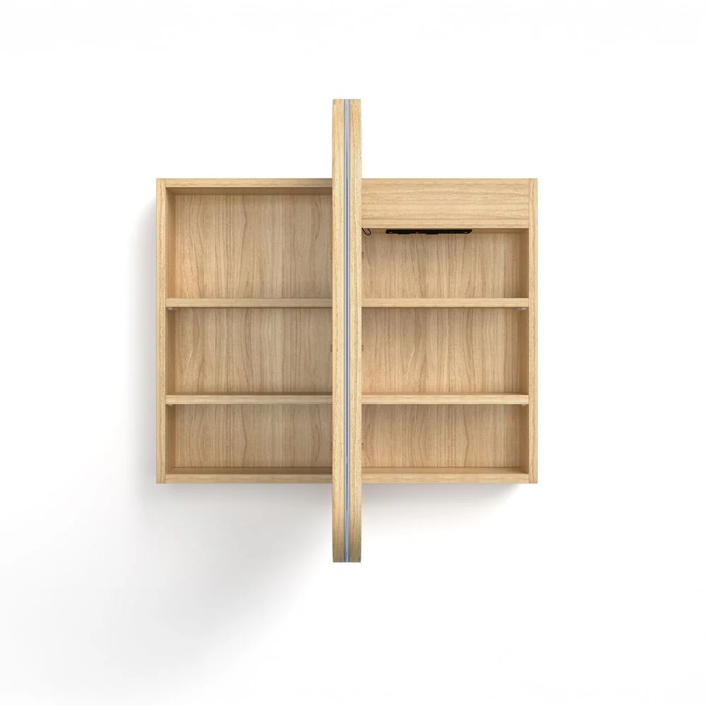 Otti Newport LED 900x750mm Premium Edition Shaving Cabinet Woodland Oak - Image 4