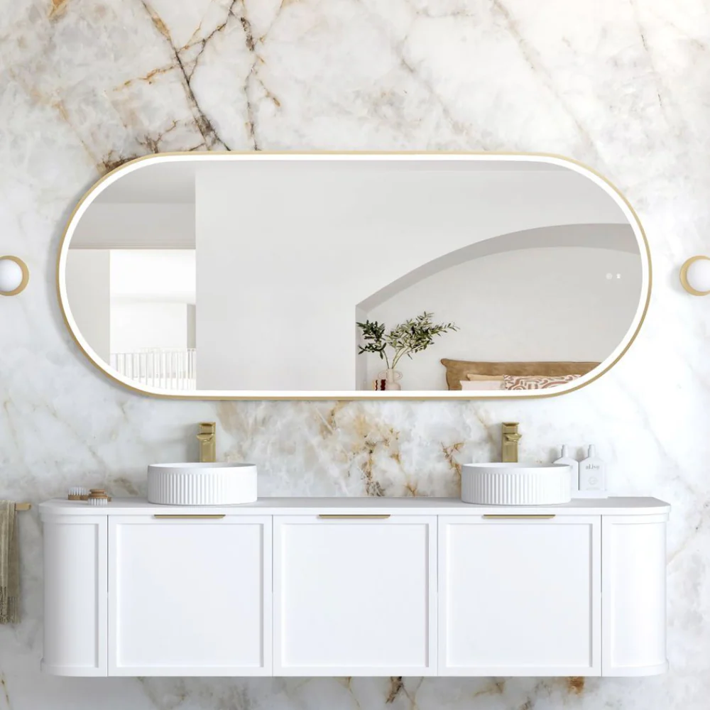 Otti LED Noosa 1800mm Gold Metal Frame Mirror Install Horizontal or Vertical - Image 2