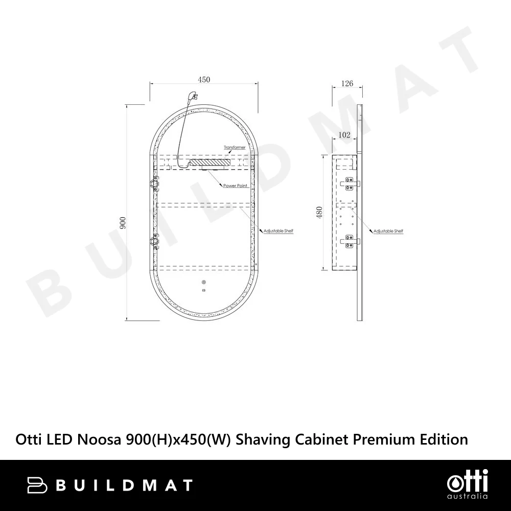 Otti LED Noosa 900mm White Shaving Cabinet Premium Edition - Image 7